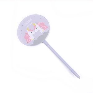 Macaron purple unicorn fan-shaped gel pen with Unicorns are Real decorative topper