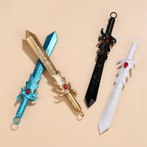 Creative magic sword gel pen set in blue gold black and silver with red gem details