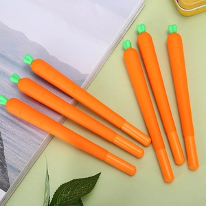 Creative Cartoon Carrot Shape Gel Pen With Black Ink Soft Silicone Plastic Simulation Vegetable Writing Pen For Students Office