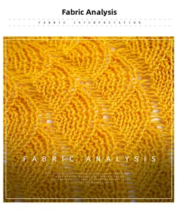 Detailed macro view of yellow knitted fabric with hollow out texture and spiral patterns