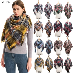 Thick checkered scarf for men and women with soft fringe detail in 8 classic colors