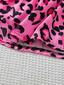 Pink and black leopard print summer dress for girls with premium stitching details