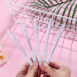 Minimalist Retractable Gel Pen Transparent Shell Black Ink Fine Point Needle Tip Smooth Writing Rubber Grip Office School