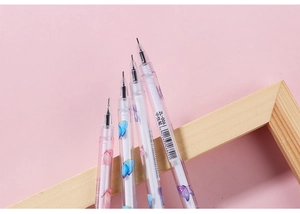 Lot de quatre stylos gel translucides à motifs de papillons avec pointes fines aiguilles