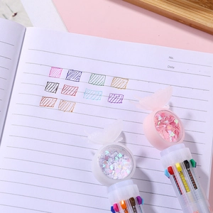 Cute 10-color retractable ballpoint pen with butterfly sequins and colorful ink refills