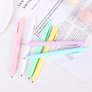 Set of six colorful 0.5mm macaron retractable gel pens with matte finish for students