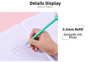 Detailed macro view of 0.5mm light green Christmas pen showing smooth ink writing detail