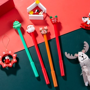 Christmas neutral pen set with Santa and reindeer silicone toppers for holiday gifts