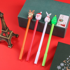 Set of 4 Christmas gel pens featuring Santa, Reindeer, Snowman, and Tree silicone toppers