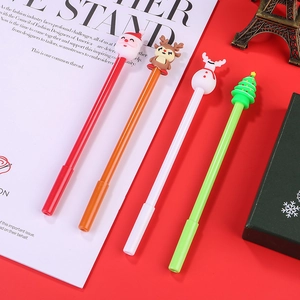 Set of 4 festive Christmas gel pens with Santa, reindeer, snowman and tree toppers