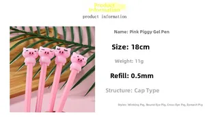 Détails des stylos gel cochon rose 0,5 mm avec diverses expressions mignonnes de visage