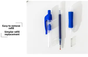 Detail view of disassembled retractable gel pen parts including ink refill and spring