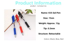 Details zu K35 Gelschreibern mit 0,5 mm Spitze in Schwarz Blau und Rot für das Büro