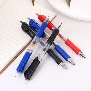 Stylos à gel rétractables noir bleu et rouge avec poignée souple pour bureau et école