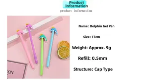 Gros plan de stylos gel dauphin à couronne mignons en rose, violet, vert et bleu