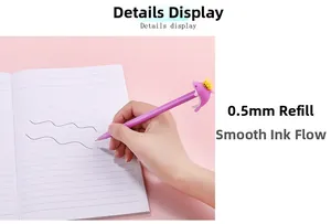 Détail de la pointe 0.5mm écrivant avec fluidité avec décor de dauphin rose à couronne