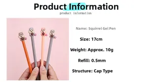 Detailed view of squirrel cartoon pens with 0.5mm tip and 17cm length dimensions