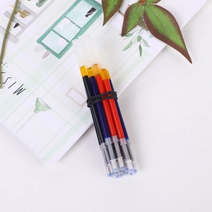 Set of black, blue, and red 0.5mm retractable gel pen refills in transparent tubes