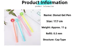 Détail des stylos donut 0,5 mm en plusieurs couleurs montrant la taille de 17,7 cm