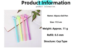 Detailed product parameters and dimensions of creative alpaca gel pens set