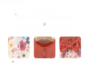 Detail of girl's princess dress featuring floral prints, bow accents and mesh tulle fabric