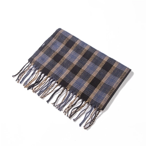 Sciarpa classica a quadri blu e neri con frange, morbido scaldacollo invernale unisex