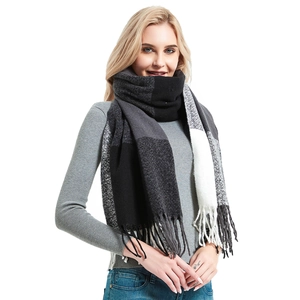 Winter Schal Großes Karo Weich Warm Stola Mit Fransen Elegant Modisch Polyester Langer Halswärmer