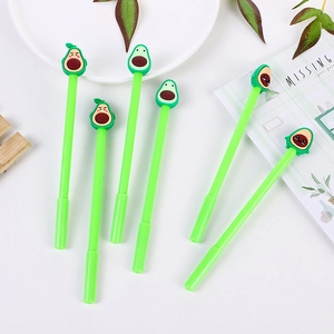 Set of 6 cute avocado gel pens with creative facial expressions for office or school