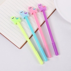 Alpaca Cartoon Gel Pen Silicone Llama Top Decor Stationery Black Ink Office School Supplies Macaron Colors Students Gift