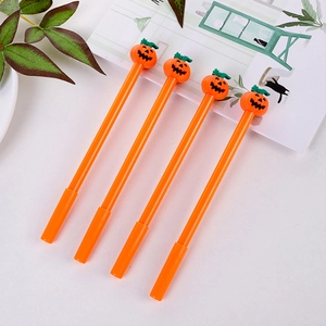Halloween Kürbis Gelschreiber 0.5mm Schwarze Tinte Lustig Kreative Studenten Schreibwaren Schreibwerkzeug Orange Kunststoff Silikon Stift