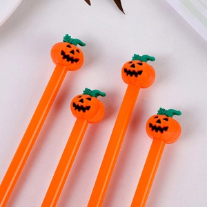 Set mit vier Halloween-Kürbis-Gelschreibern mit Jack-o'-lantern-Motiv für Schüler