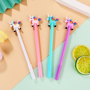 Kreativer Regenbogen Mähne Einhorn Gelstift Cartoon Silikon Dekoration 0.5mm Schwarze Tinte Kunststoff Schreibwaren Für Studenten Büro Schule Geschenk
