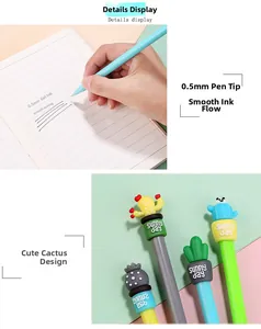 Detail showing 0.5mm cactus gel pen with silicone topper and sunny day lettering