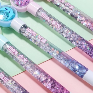 Glitter liquid quicksand pens with colorful sequins in transparent barrels for students