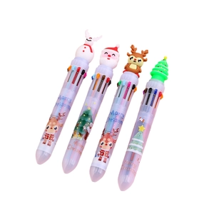 Set mit vier 10-farbigen Weihnachts-Kugelschreibern mit Weihnachtsmann und Rentier