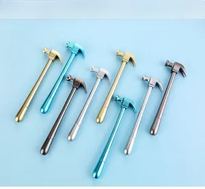 Creative claw hammer shaped pens in gold silver blue and grey metallic finishes