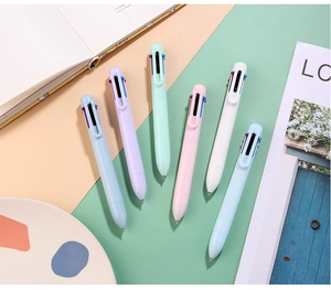 Set of 6 macaron-colored 10-in-1 retractable ballpoint pens for journaling and stationery