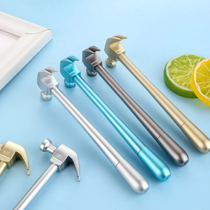 Creative hammer shaped gel pens with metallic finish in multiple colors for students