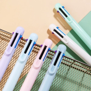 6-in-1 multi-color retractable ballpoint pen set in pastel macaron colors for stationery