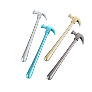 Creative hammer-shaped gel pens in metallic gold blue silver and grey 4-piece set