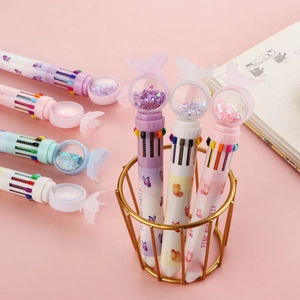 Creative 10-color butterfly ballpoint pen with sparkling sequins and macaron barrels