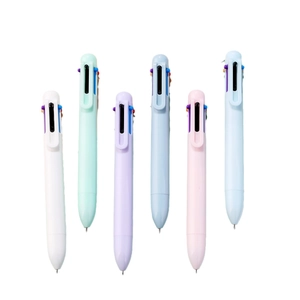 Set of 6 macaron-colored retractable multi-color ballpoint pens for school and office