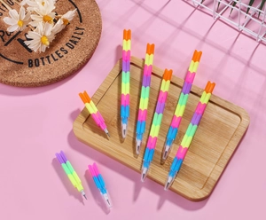 Colorful stackable building block pencil with multi-segment design for student stationery