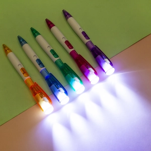 Lot de 5 stylos à bille LED multifonctions avec lampe de poche intégrée et couleurs vives