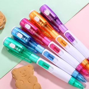 Lot de 5 stylos à bille LED colorés avec bouton coulissant innovant pour écoliers
