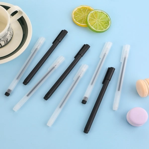 Minimalist frosted and black neutral ink pen set with needle tip for office and study