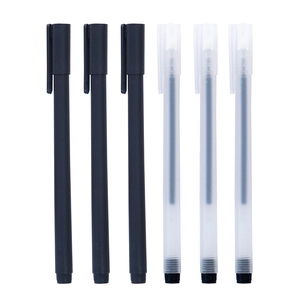 Set of 6 minimalist frosted neutral gel pens in black and translucent white colors