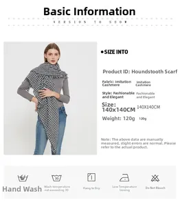 Dettagli della trama e dimensioni della sciarpa in cashmere a quadri bianchi e neri