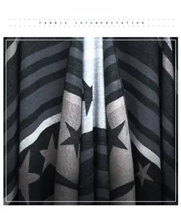 Detail of star jacquard knit fabric showing soft texture and premium drape of the shawl