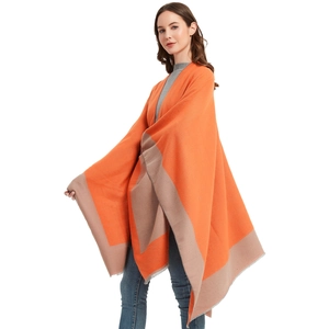 Women Fashion Color Block Striped Poncho Shawl With Tassels Casual Oversized Open Front Cloak For Spring Autumn Winter Travel